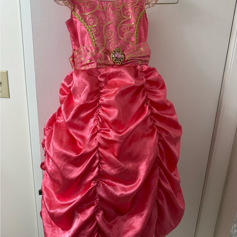 Girls Pink Princess Costume Dress with Gold Accents